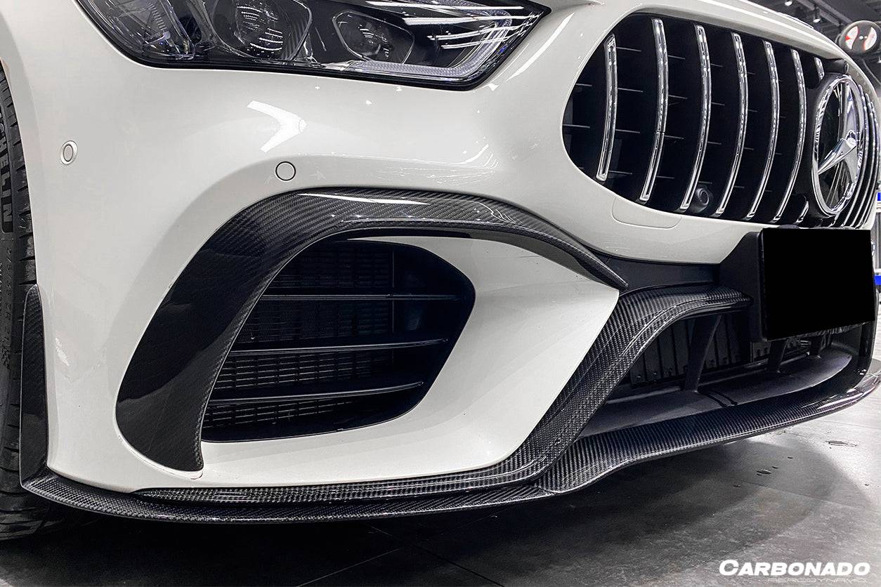 2019-2023 Mercedes Benz AMG GT63/S 4Door Coupe X290 OEM Style Carbon Fiber Front Canards - Carbonado Aero