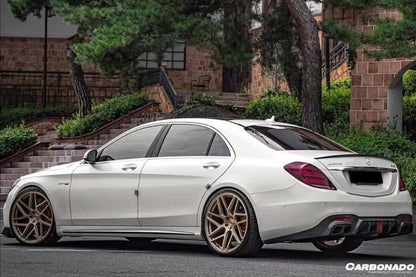 2017-2020 Mercedes Benz S63 W222 Sedan BRS Style Rear Diffuser with LED Light and Exhaust Tips