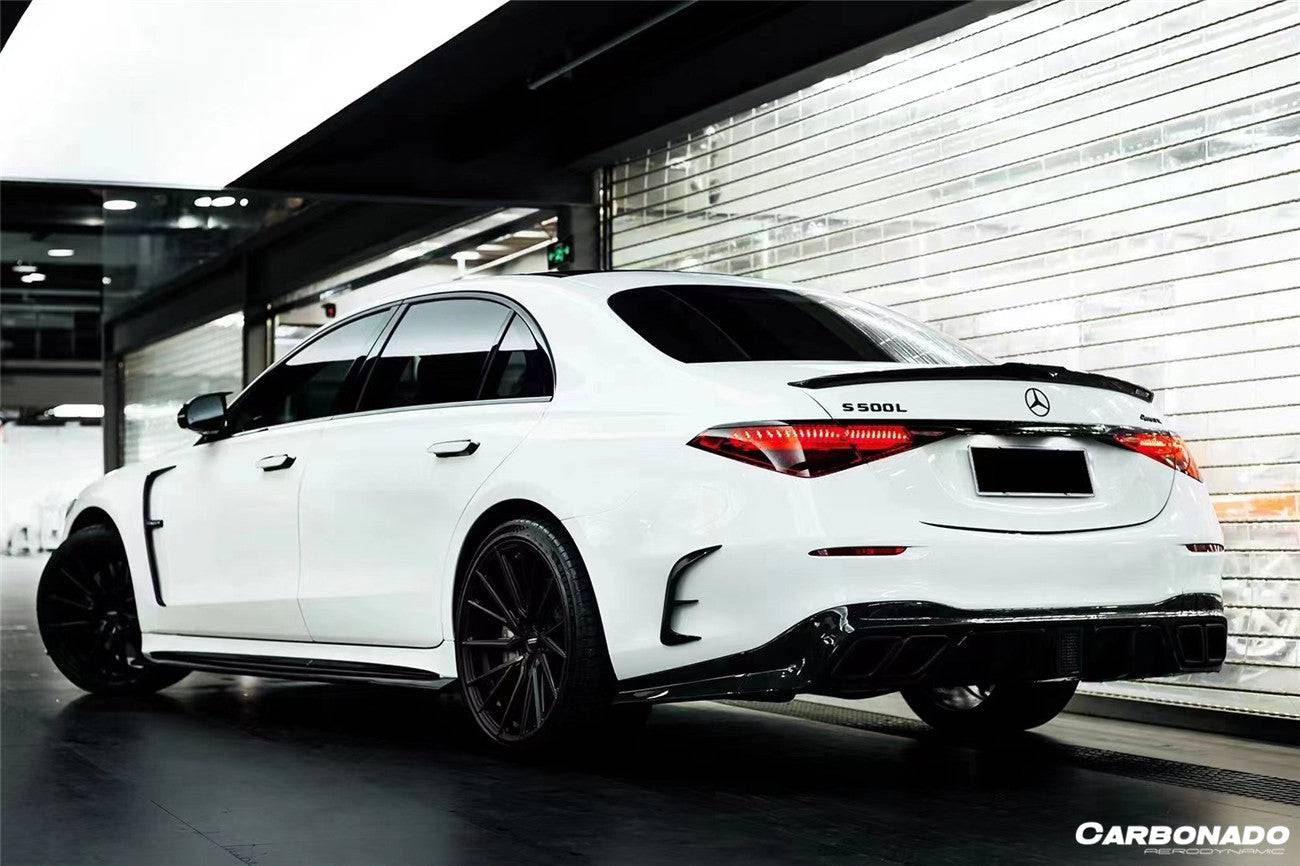 2021-UP Mercedes Benz S Class W223 4Matic Sedan MSY Style Rear Lip with LED Light And Exhaust tips - Carbonado
