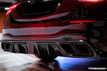 2021-UP Mercedes Benz S Class W223 4Matic Sedan MSY Style Rear Lip with LED Light And Exhaust tips - Carbonado Aero