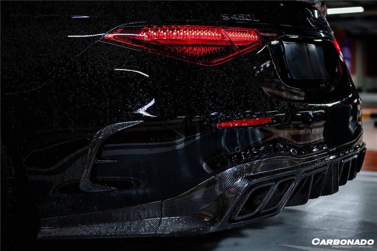 2021-UP Mercedes Benz S Class W223 4Matic Sedan MSY Style Rear Lip with LED Light And Exhaust tips - Carbonado Aero
