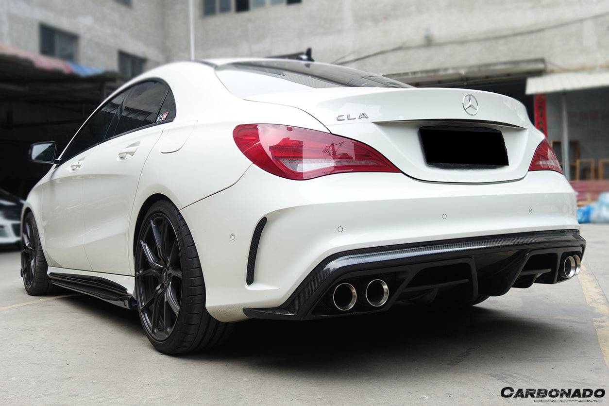 2014-2016 Mercedes Benz W117 CLA Sport & CLA45 AMG PA Style Rear Diffuser with exhaust tips - Carbonado