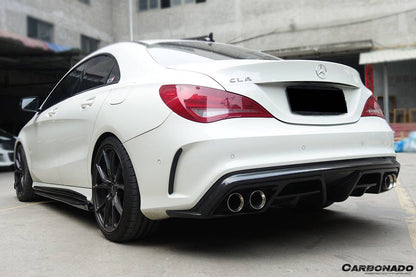 2014-2016 Mercedes Benz W117 CLA Sport & CLA45 AMG PA Style Rear Diffuser with exhaust tips - Carbonado