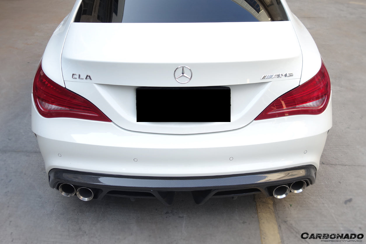 2014-2016 Mercedes Benz W117 CLA Sport & CLA45 AMG PA Style Rear Diffuser with exhaust tips - Carbonado