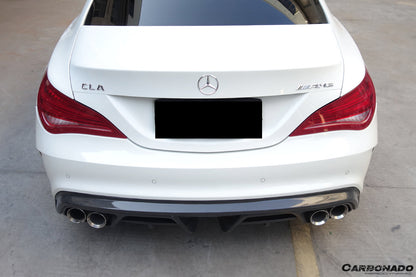 2014-2016 Mercedes Benz W117 CLA Sport & CLA45 AMG PA Style Rear Diffuser with exhaust tips - Carbonado