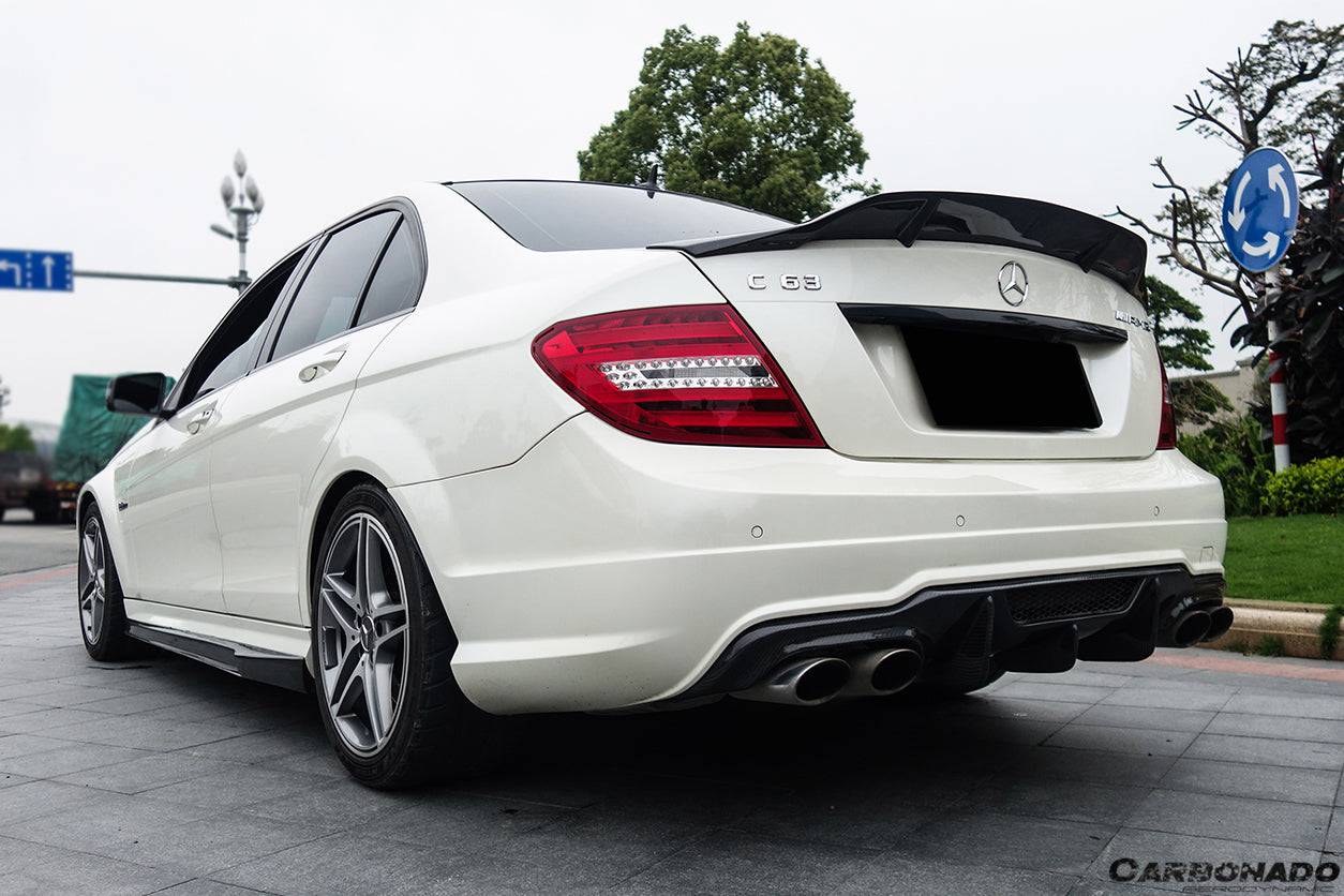 2012-2014 Mercedes Benz W204 C63 AMG Sedan VS Style Carbon Fiber Rear Lip - Carbonado