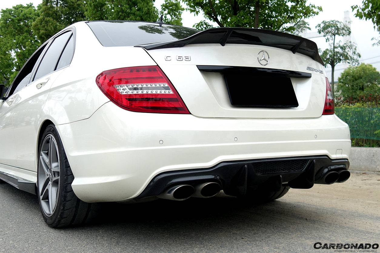 2012-2014 Mercedes Benz W204 C63 AMG Sedan VS Style Carbon Fiber Rear Lip - Carbonado Aero