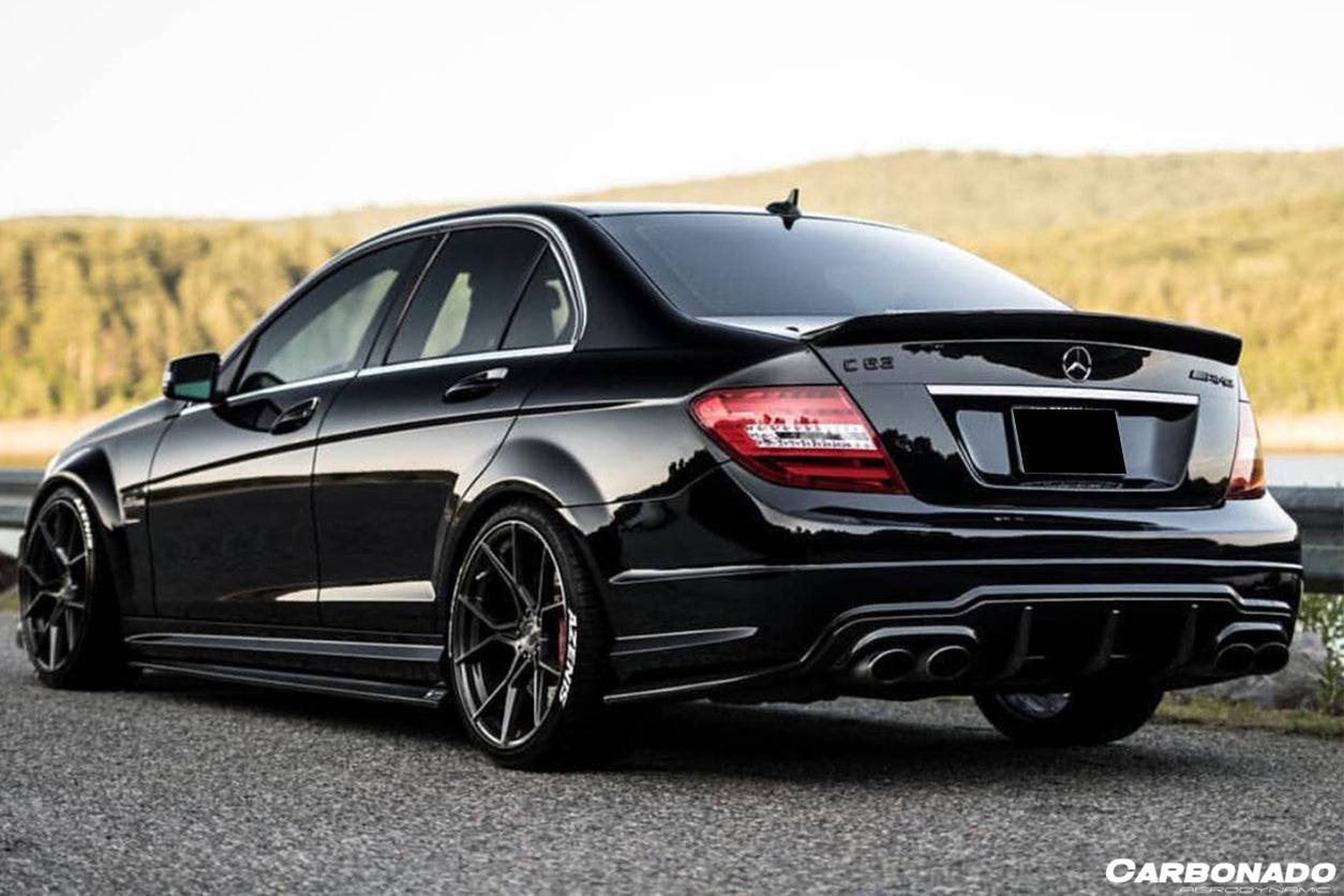 2012-2014 Mercedes Benz W204 C63 AMG RZS Style Carbon Fiber Rear Bumper Caps - Carbonado Aero