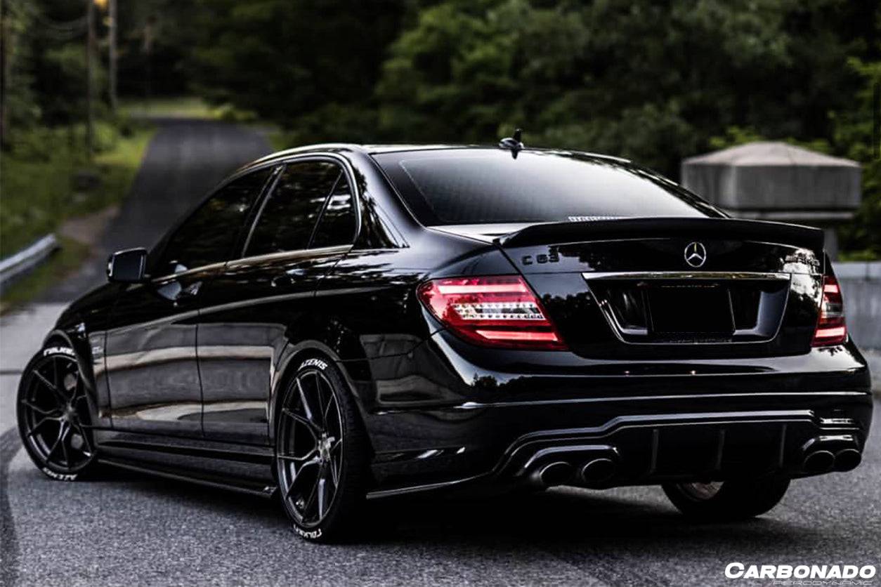 2012-2014 Mercedes Benz W204 C63 AMG RZS Style Carbon Fiber Rear Bumper Caps - Carbonado Aero