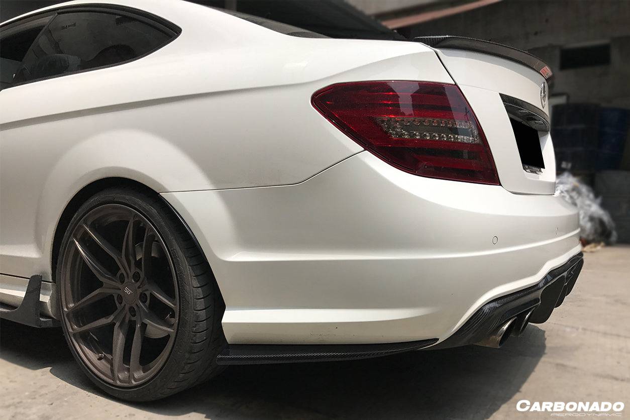 2012-2014 Mercedes Benz W204 C63 AMG RZS Style Carbon Fiber Rear Bumper Caps - Carbonado Aero