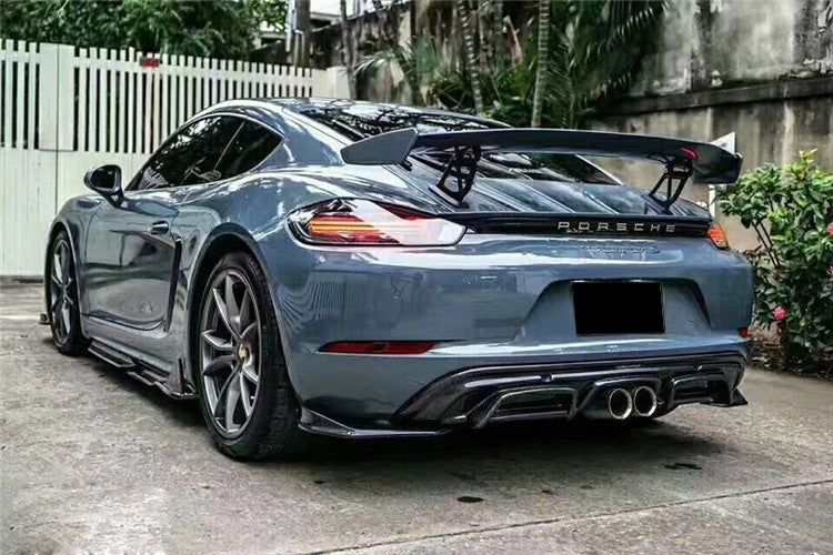 2017-2025 Porsche 718 Cayman & Boxster AM Style Carbon Fiber Rear Lip with Caps
