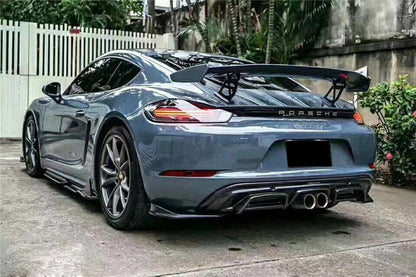 2017-2025 Porsche 718 Cayman & Boxster AM Style Carbon Fiber Rear Lip with Caps