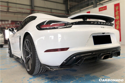 2017-2025 Porsche 718 Cayman & Boxster AM Style Carbon Fiber Rear Lip with Caps