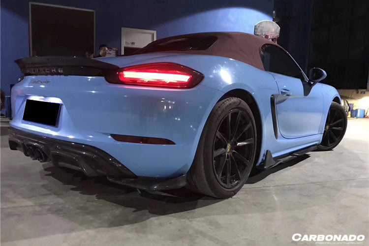 2017-2025 Porsche 718 Cayman & Boxster AM Style Carbon Fiber Rear Lip with Caps