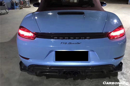 2017-2025 Porsche 718 Cayman & Boxster AM Style Carbon Fiber Rear Lip with Caps