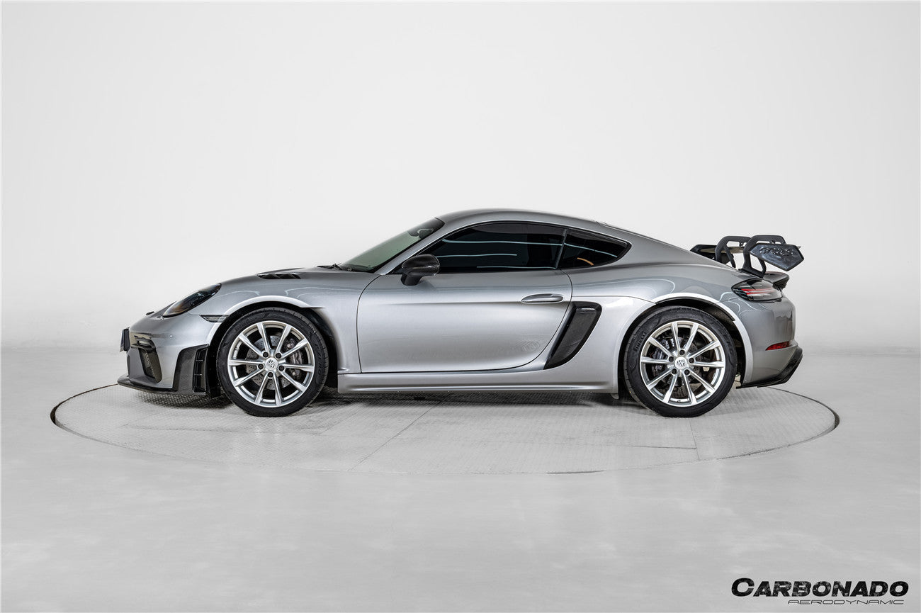 2017-2025 Porsche 718 Cayman Boxster GT4RS Style Autoclave Carbon Fiber Rear Diffuser Lip With Winglets And Exhaust Tips