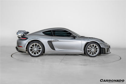 2017-2025 Porsche 718 Cayman Boxster GT4RS Style Autoclave Carbon Fiber Rear Diffuser Lip With Winglets And Exhaust Tips