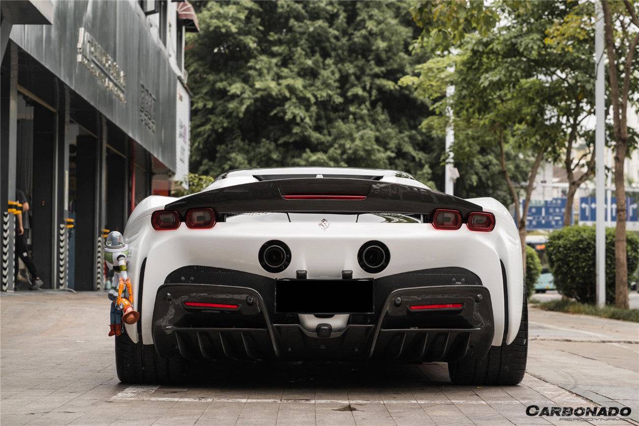 2020-UP Ferrari SF90 Stradale OE Style Autoclave DRY Carbon Fiber Rear Diffuser - Carbonado Aero
