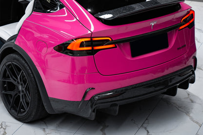 2016-2021 Tesla Model X SUV RZS Style Carbon Fiber Rear Bumper Canards