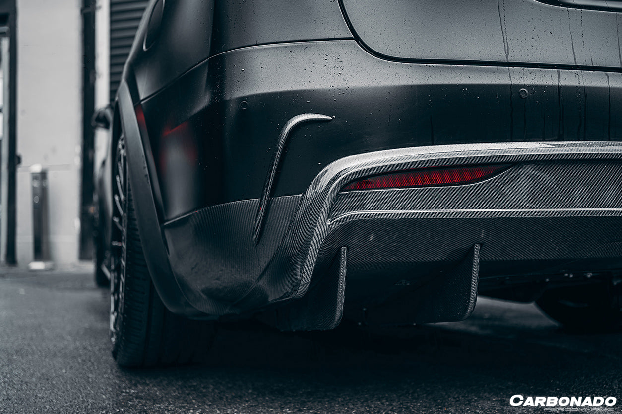 2016-2021 Tesla Model X SUV RZS Style Carbon Fiber Rear Bumper Canards