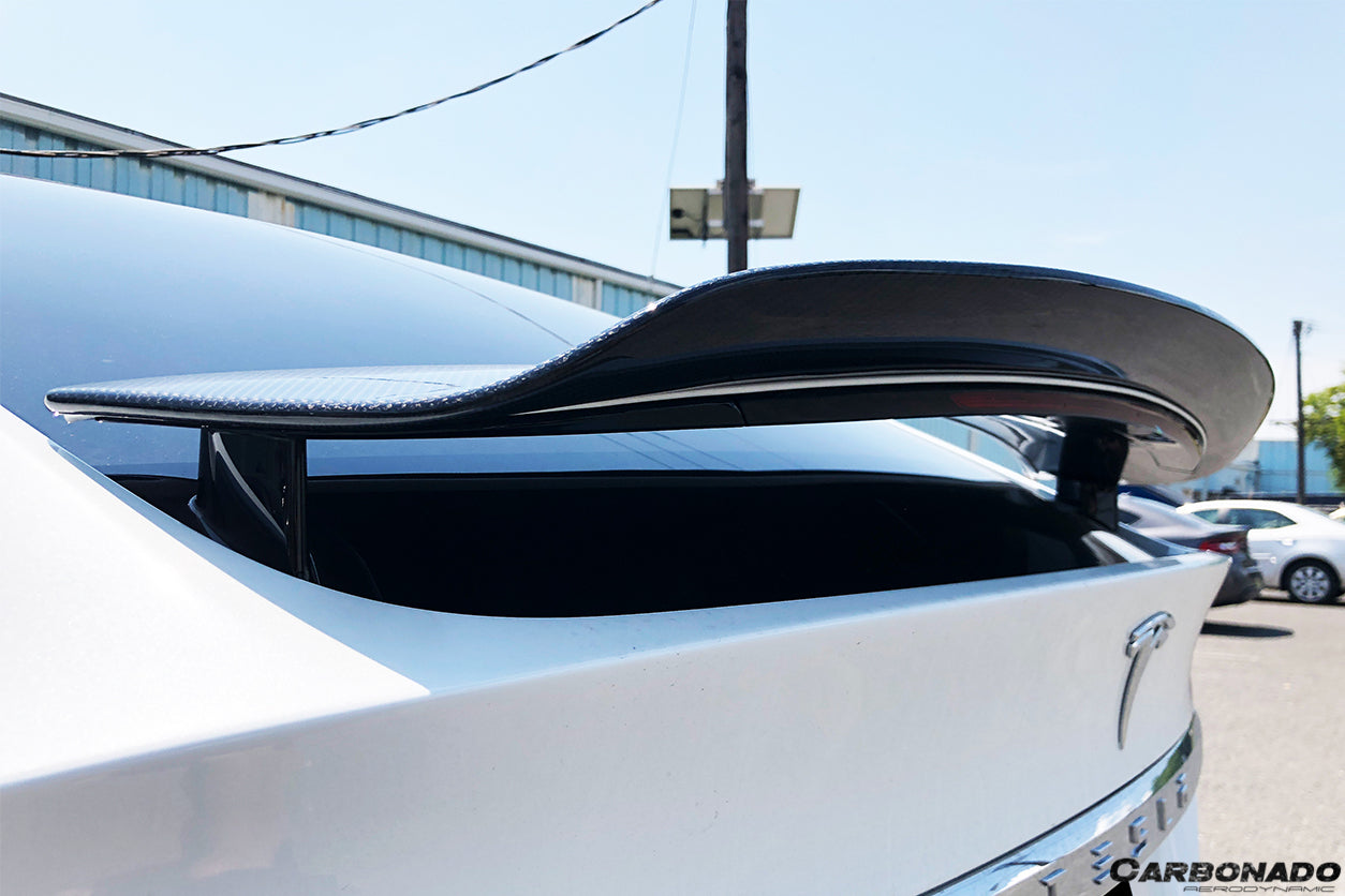 2016-2021 Tesla Model X SUV RZS Style Carbon Fiber Trunk Spoiler