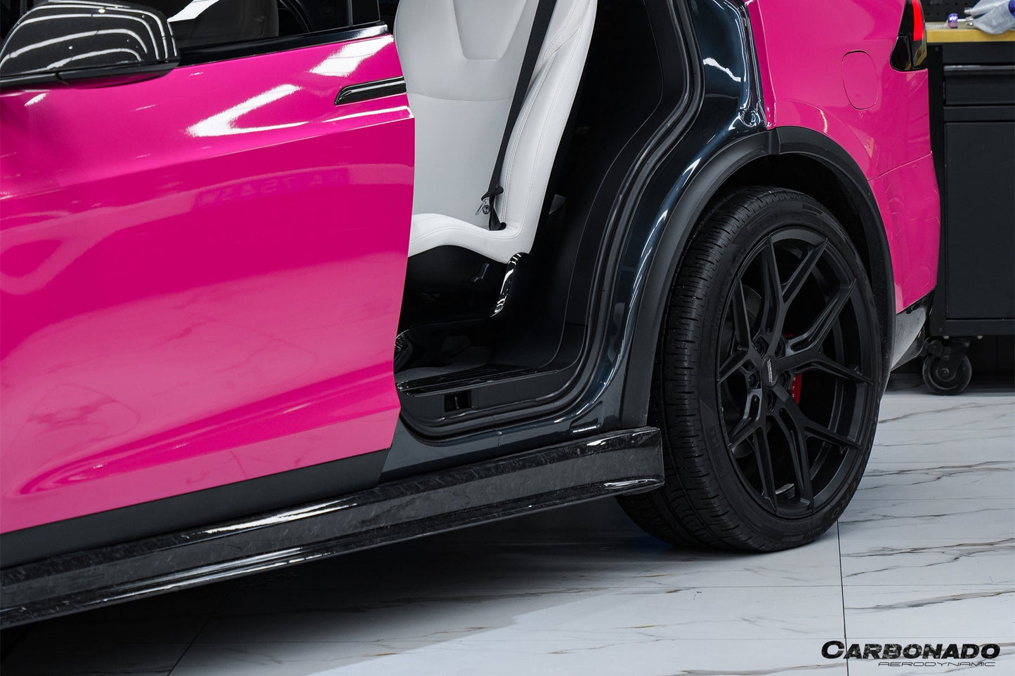 2016-2021 Tesla Model X SUV RZS Style Carbon Fiber Side Skirts