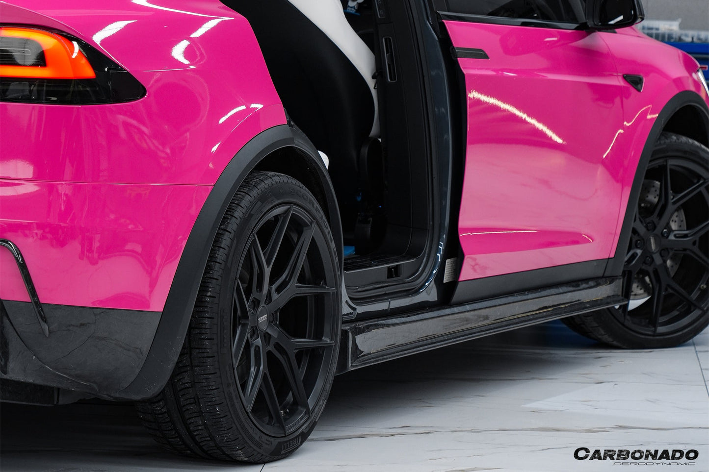 2016-2021 Tesla Model X SUV RZS Style Carbon Fiber Side Skirts