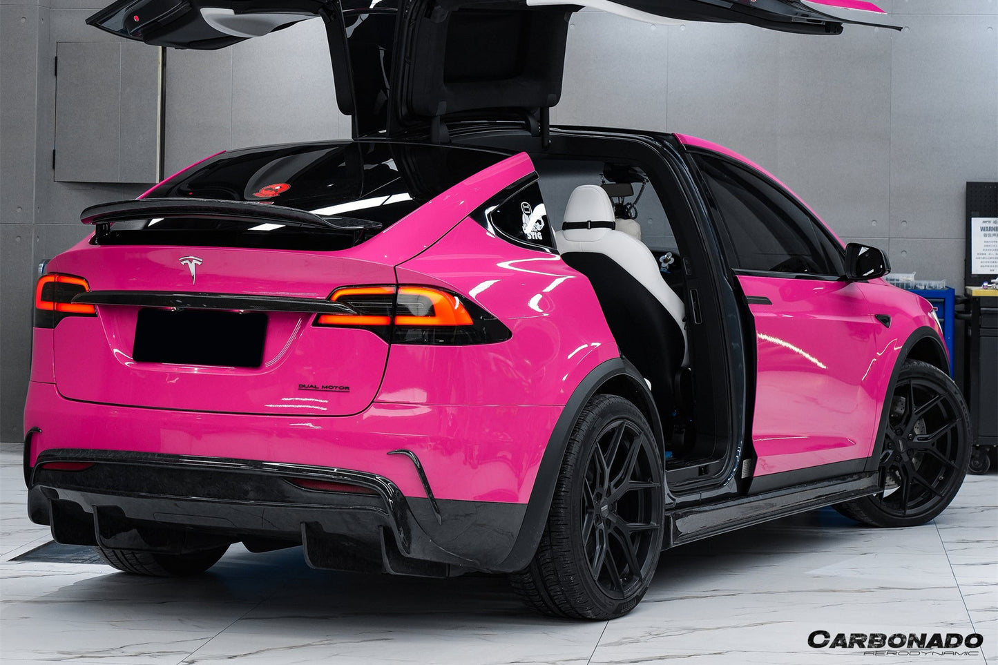 2016-2021 Tesla Model X SUV RZS Style Carbon Fiber Side Skirts