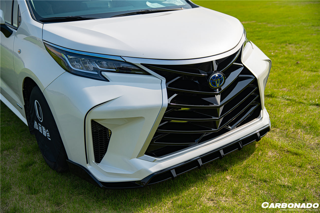 2021-UP Toyota Sienna Thunder Style PP Front Bumper with Lip and Grills and LED Light