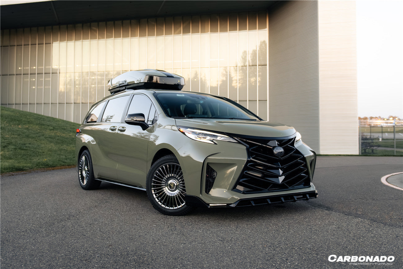 2021-UP Toyota Sienna Thunder Style PP Front Bumper with Lip and Grills and LED Light
