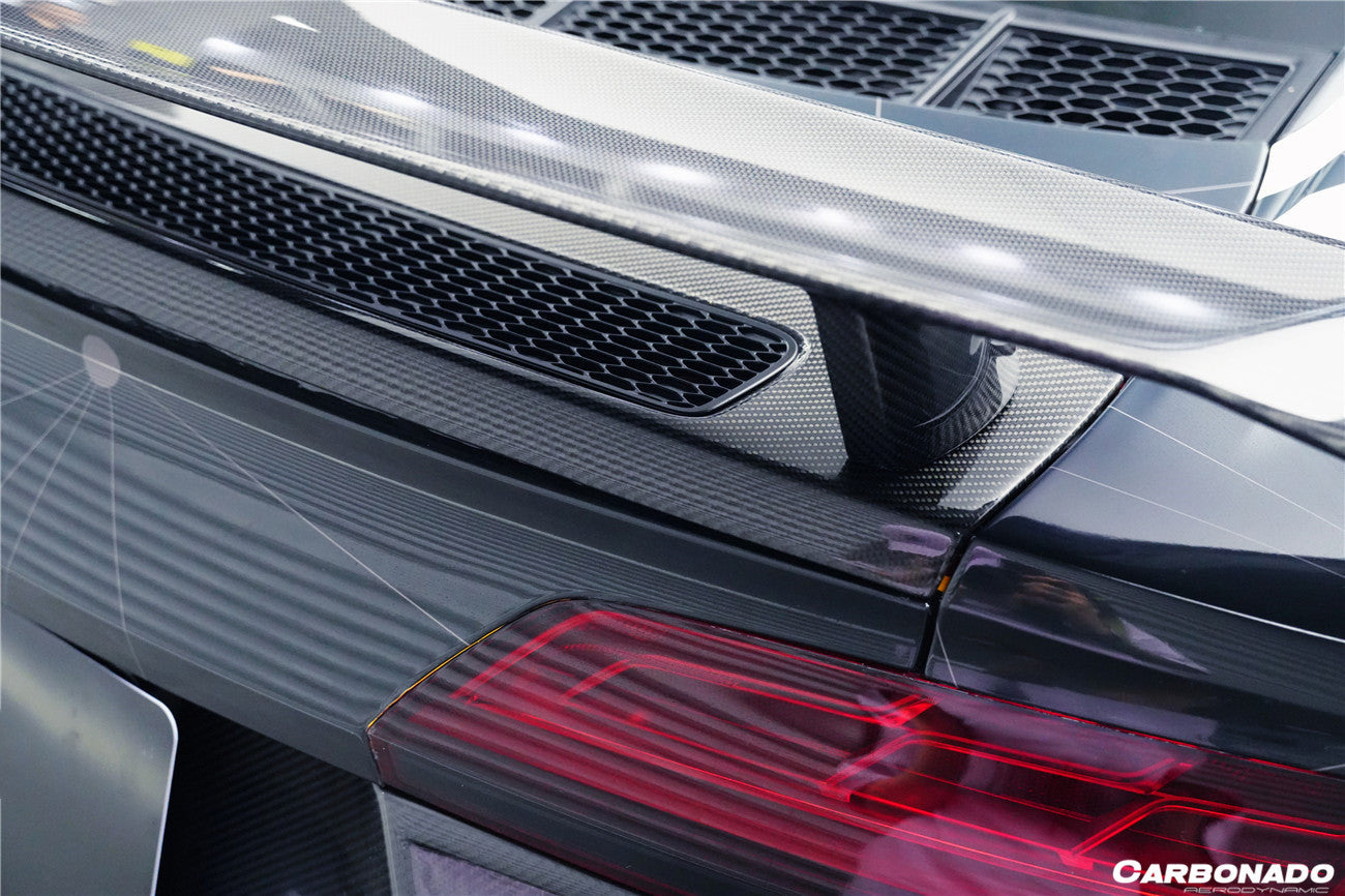 2016-2019 Audi R8 GEN2 V10 PLUS Coupe ONLY GT Style Carbon Fiber Trunk Wing w/ Base - Carbonado Aero