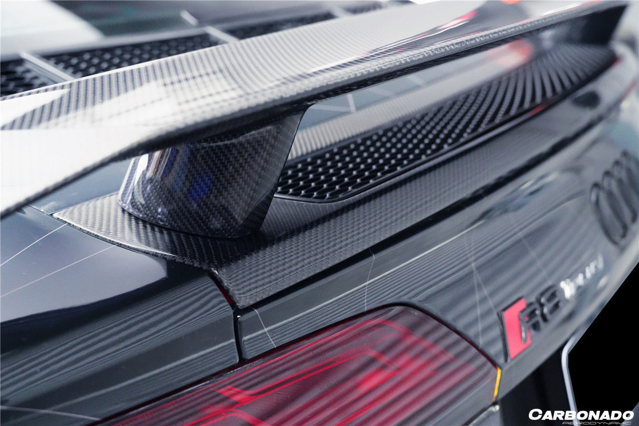 2016-2019 Audi R8 GEN2 V10 PLUS Coupe ONLY GT Style Carbon Fiber Trunk Wing w/ Base - Carbonado Aero