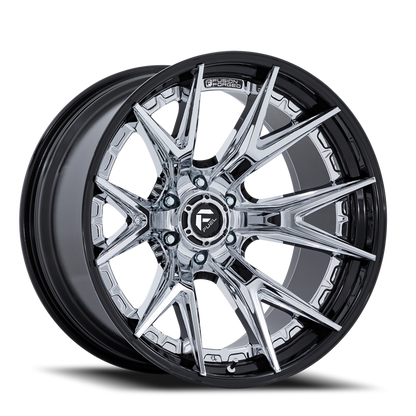 Fuel Off-Road Catalyst FC402PB 22x10 -18 6x139.7mm 106.1mm Chrome Gloss Black Lip