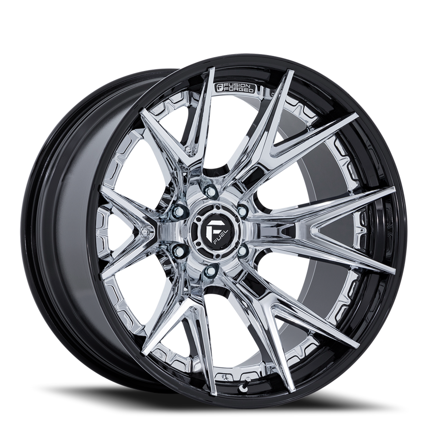 Fuel Off-Road Catalyst FC402PB 22x12 -44 6x139.7mm 106.1mm Chrome Gloss Black Lip