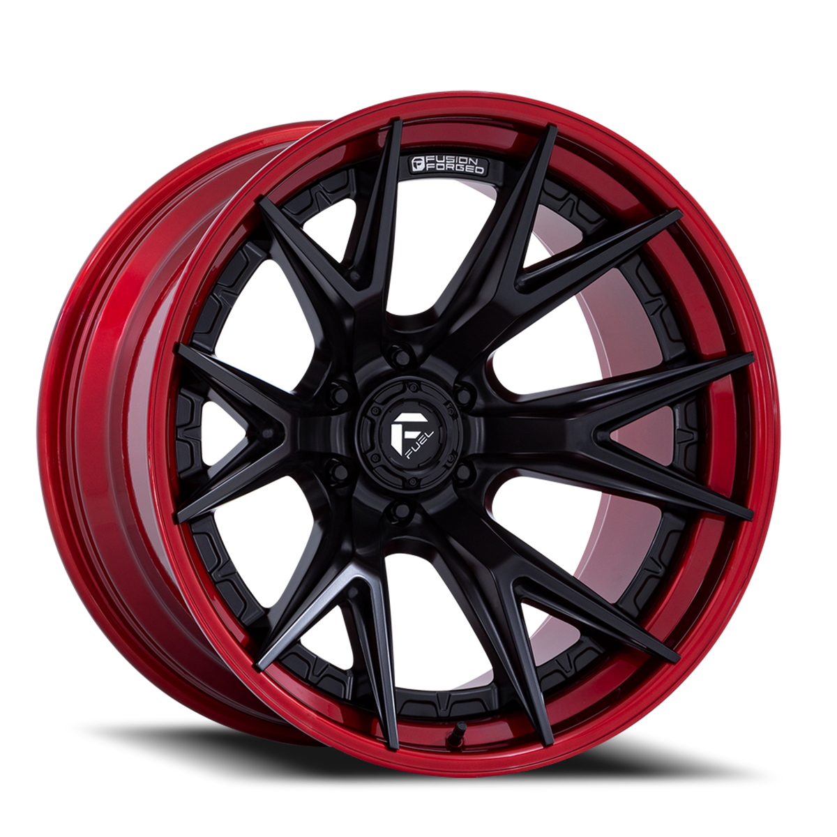 Fuel Off-Road Catalyst FC402MQ 20x10 -18 6x139.7mm 106.1mm Matte Black Candy Red Lip