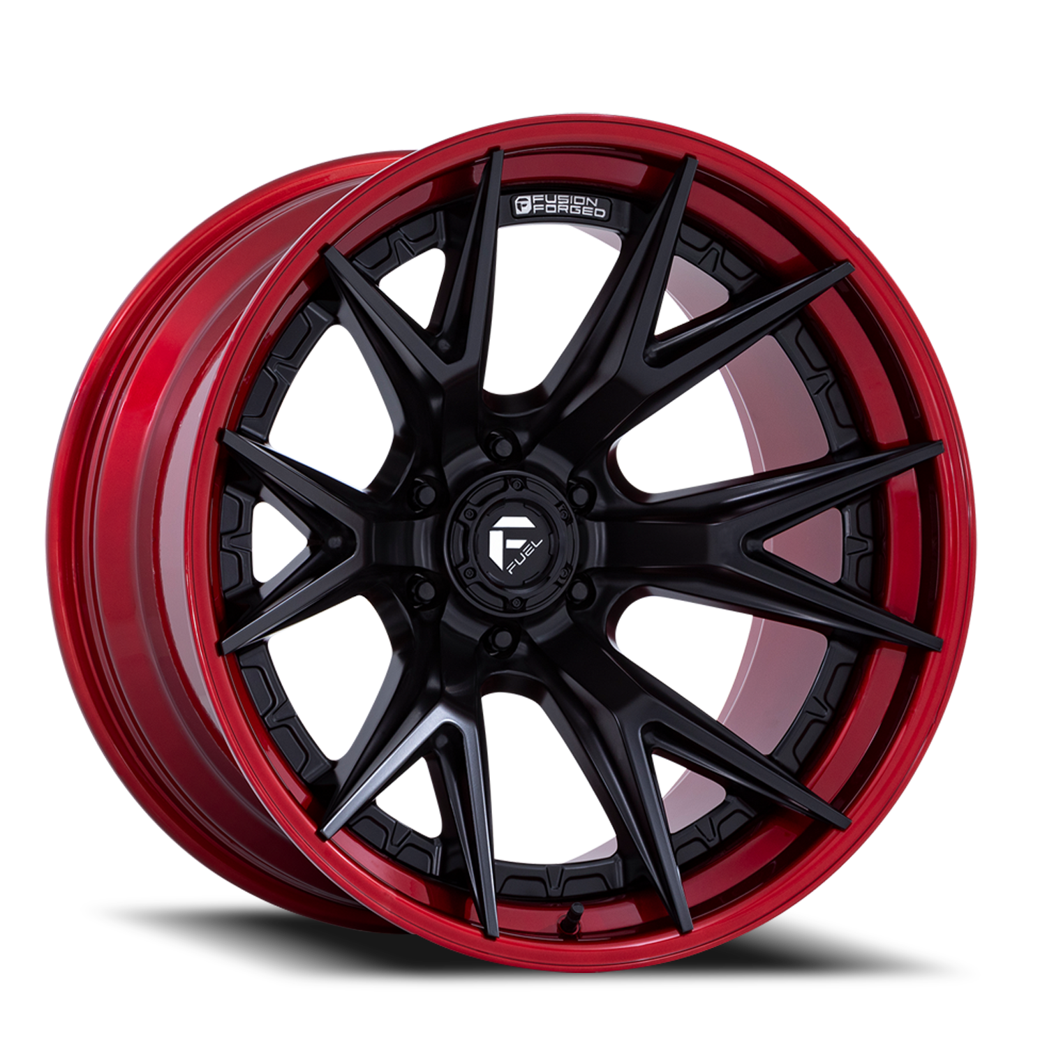 Fuel Off-Road Catalyst FC402MQ 20x10 -18 6x135mm 87.1mm Matte Black Candy Red Lip
