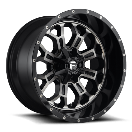 Fuel Off-Road Crush D561 18x9 +1 6x135/6x139.7mm 106.4mm Gloss Black Double Dark Tint-Machined Face