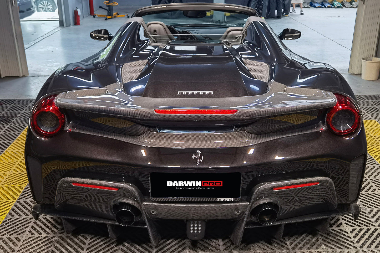 2015-2020 Ferrari 488 Spider Pista Style Carbon Fiber Rear Bumper And Wing