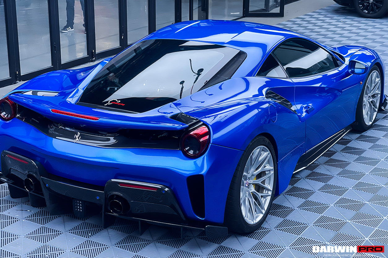 2015-2020 Ferrari 488 GTB Pista Style Carbon Fiber Rear Bumper And Wing
