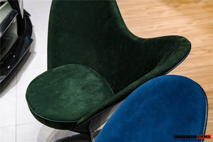 DARWINPRO CARBON FIBER HEART-SHAPED BRITISH GREEN SUEDE LOUNGE CHAIR