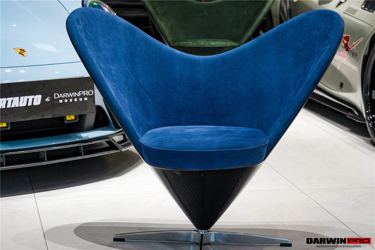 DARWINPRO CARBON FIBER HEART-SHAPED MARINE BLUE SUEDE LOUNGE CHAIR