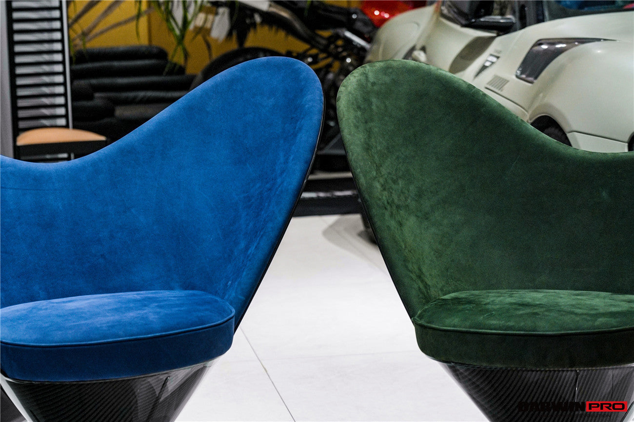 DARWINPRO CARBON FIBER HEART-SHAPED MARINE BLUE SUEDE LOUNGE CHAIR