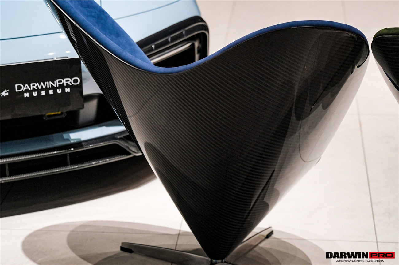DARWINPRO CARBON FIBER HEART-SHAPED MARINE BLUE SUEDE LOUNGE CHAIR