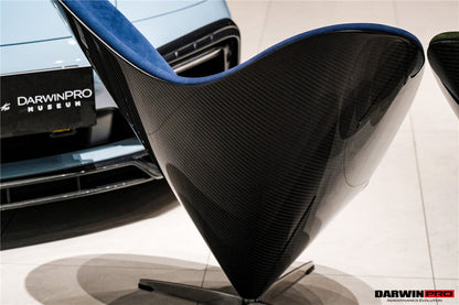 DARWINPRO CARBON FIBER HEART-SHAPED MARINE BLUE SUEDE LOUNGE CHAIR