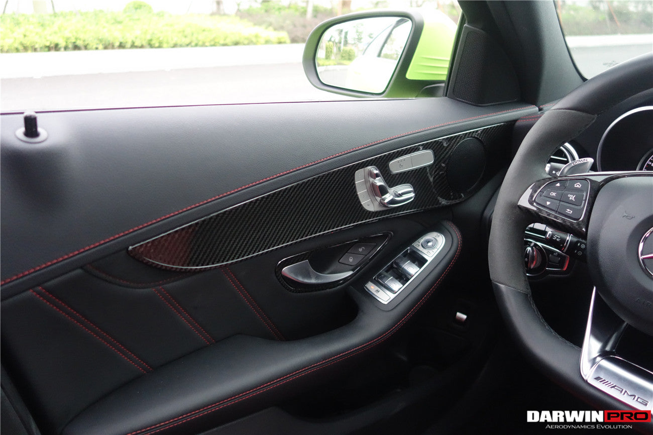 2015-2021 Mercedes Benz W205 C63/S AMG Sedan Carbon Fiber Interior Door Panel Trim Cover Strip - DarwinPRO Aerodynamics