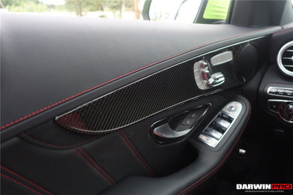 2015-2021 Mercedes Benz W205 C63/S AMG Sedan Carbon Fiber Interior Door Panel Trim Cover Strip - DarwinPRO Aerodynamics