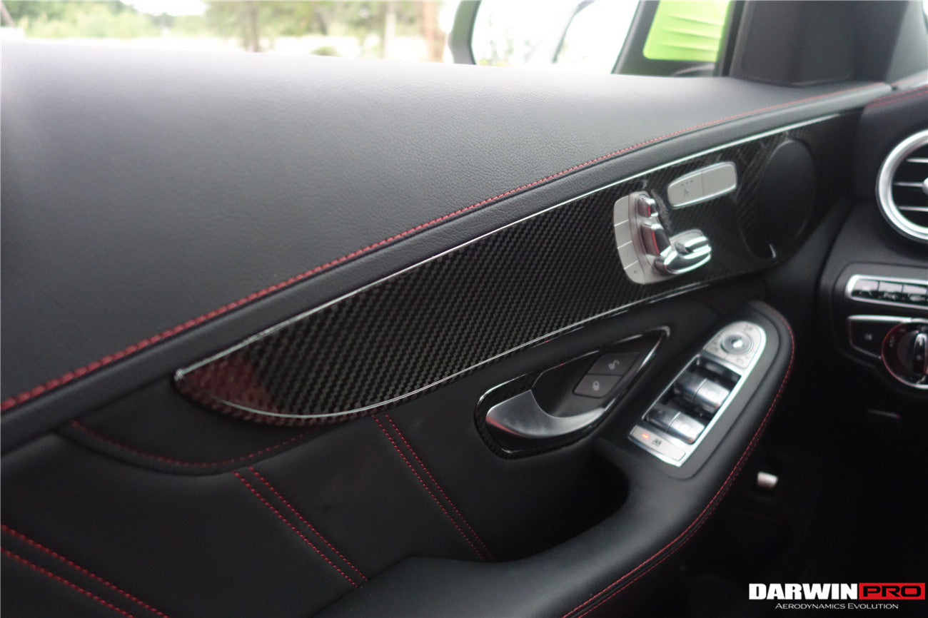 2015-2021 Mercedes Benz W205 C Class GLC X253 Carbon Fiber Interior Door Handle Cover Trim - DarwinPRO Aerodynamics