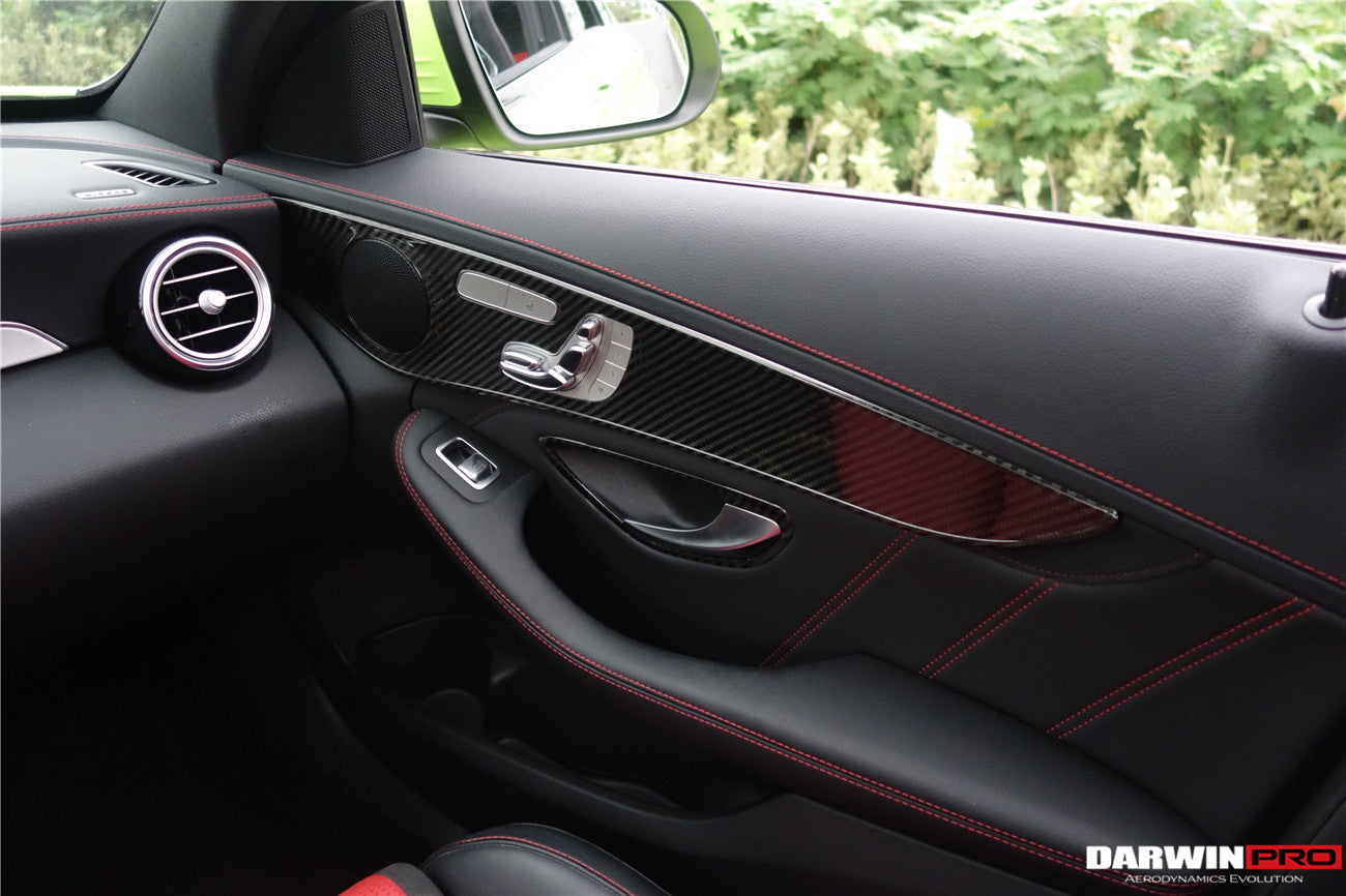 2015-2021 Mercedes Benz W205 C Class GLC X253 Carbon Fiber Interior Door Handle Cover Trim - DarwinPRO Aerodynamics