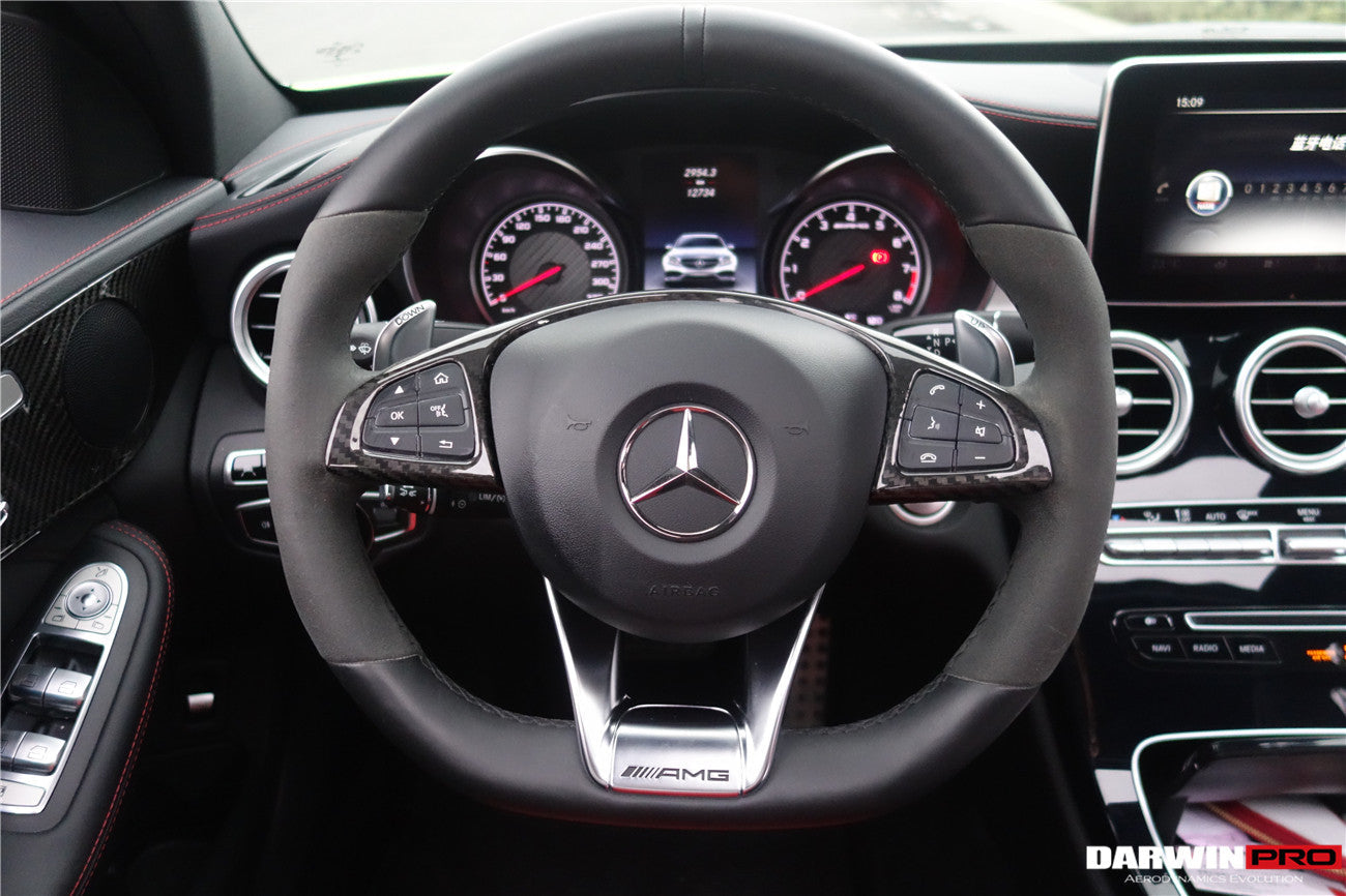 2015-2021 Mercedes Benz W205 C63 AMG Carbon Fiber Interior Steering wheel Trim - DarwinPRO Aerodynamics