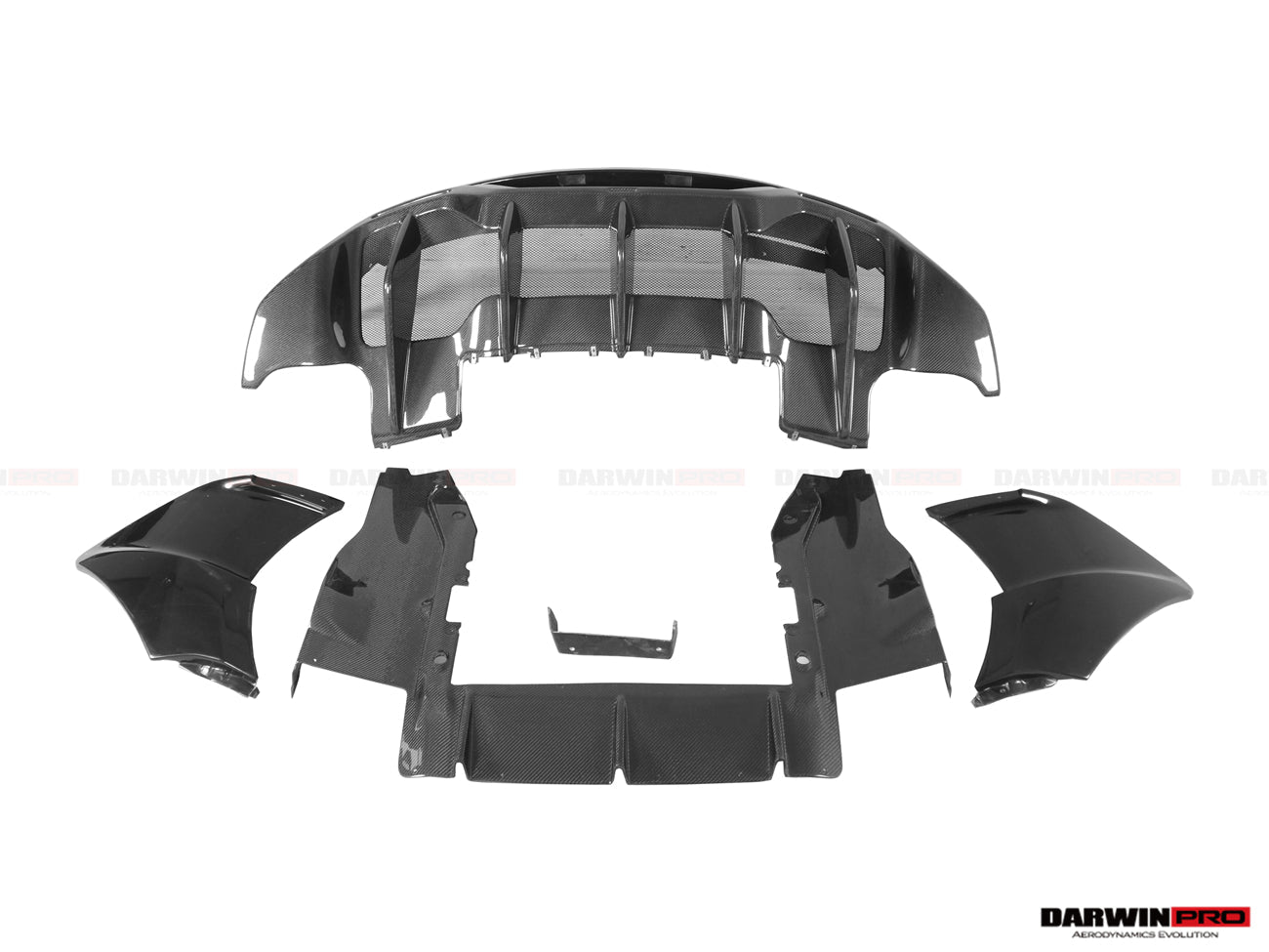 2015-2020 McLaren 540C/570S/570GT 600LT-Style Partial Carbon Fiber Rear Bumper with Diffuser  and Trunk Spoiler and Engine Trunk and Exhaust - DarwinPRO Aerodynamics